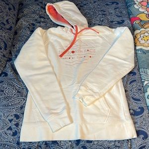 North, face hoodie, white and orange size medium
